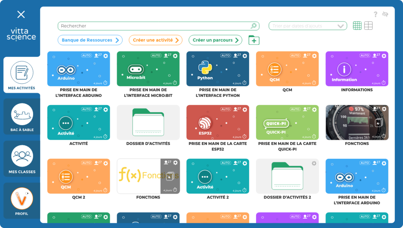 Screenshot of classroom interface